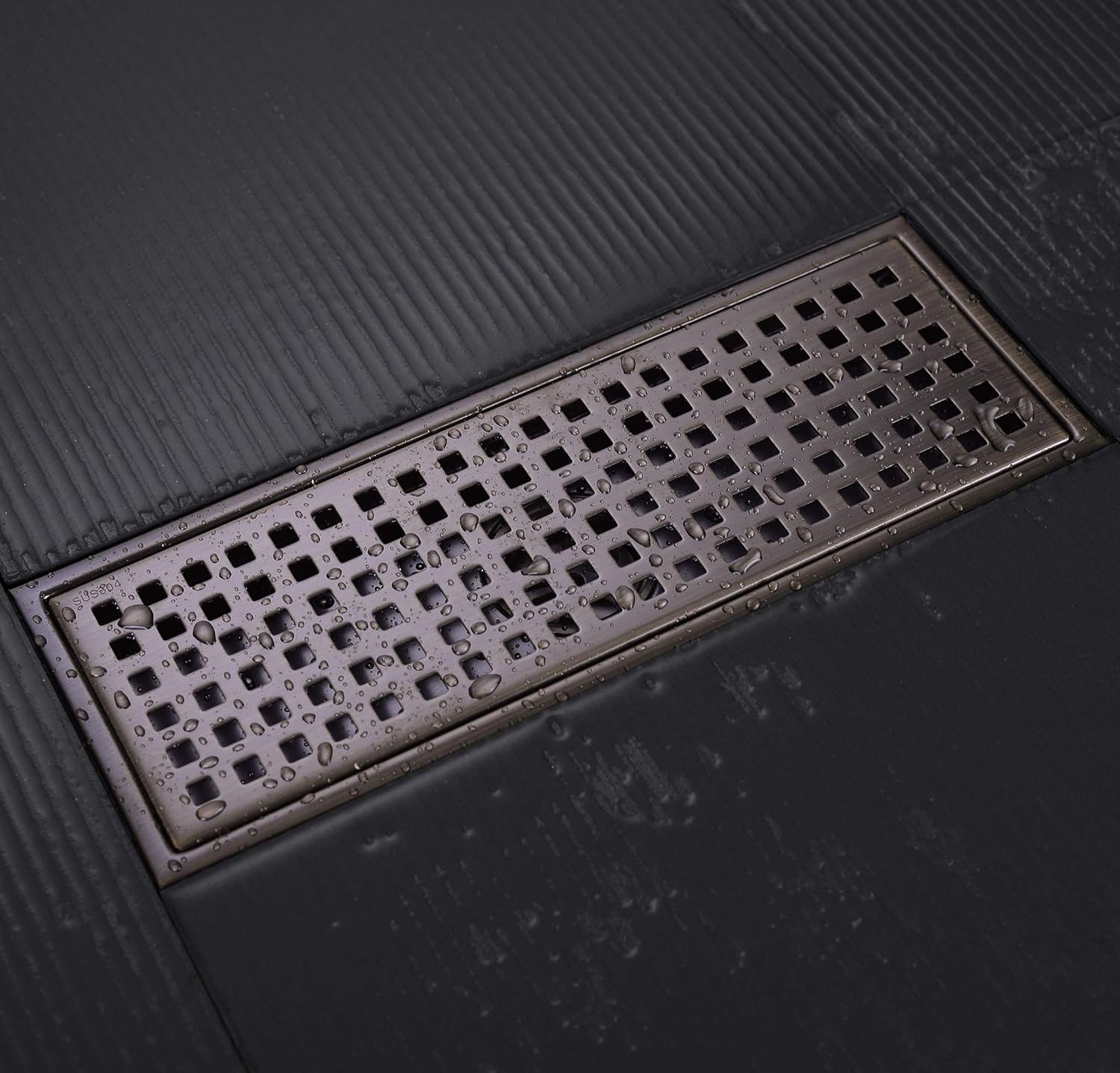 Linear Shower Floor Drain 12 Inch Brushed Bronze