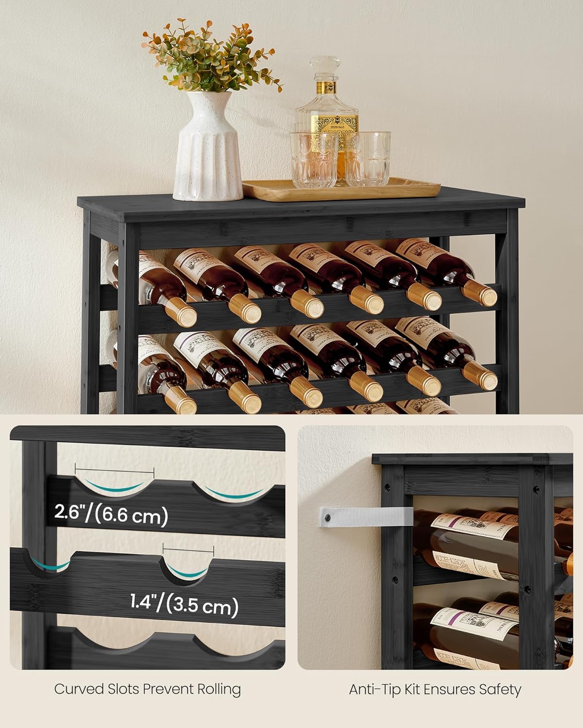 SONGMICS 7-Tier Bamboo Wine Rack 42 Bottles