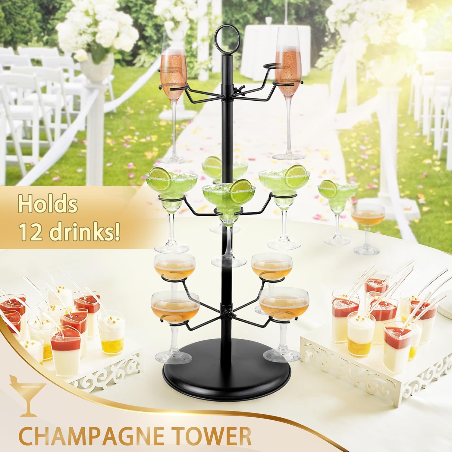 AQAREA Champagne Tower Stemware Racks 3 Tier 12 Holders