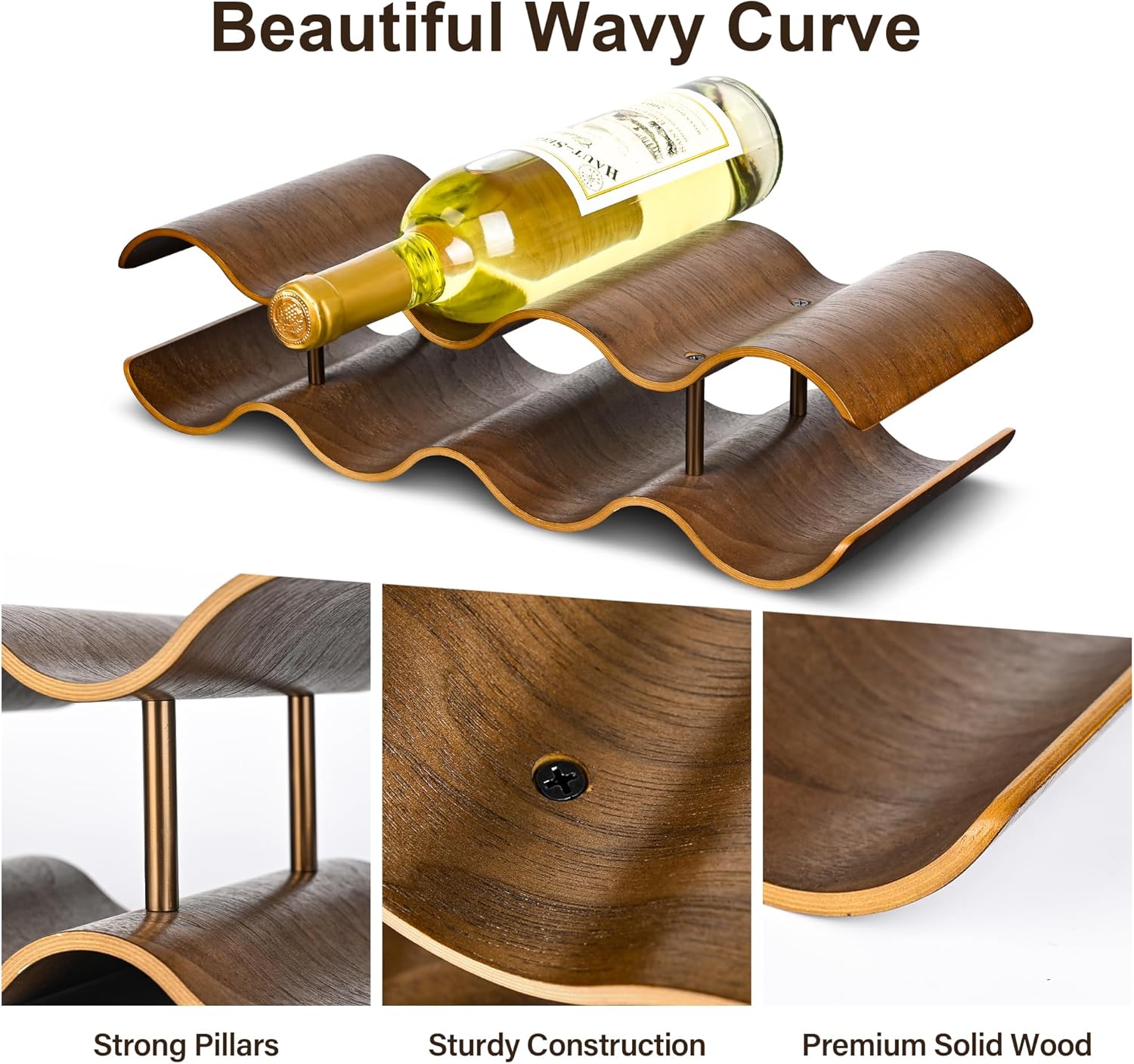 TRUDING 7 Bottle Tabletop Wine Rack with 2 Tiers
