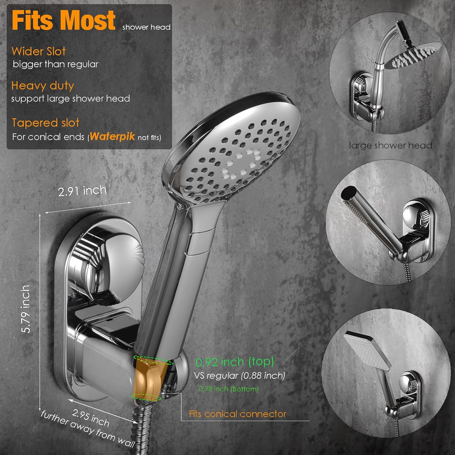 RIVOODS Handheld Shower Head Holder 5 Positions Adjustable