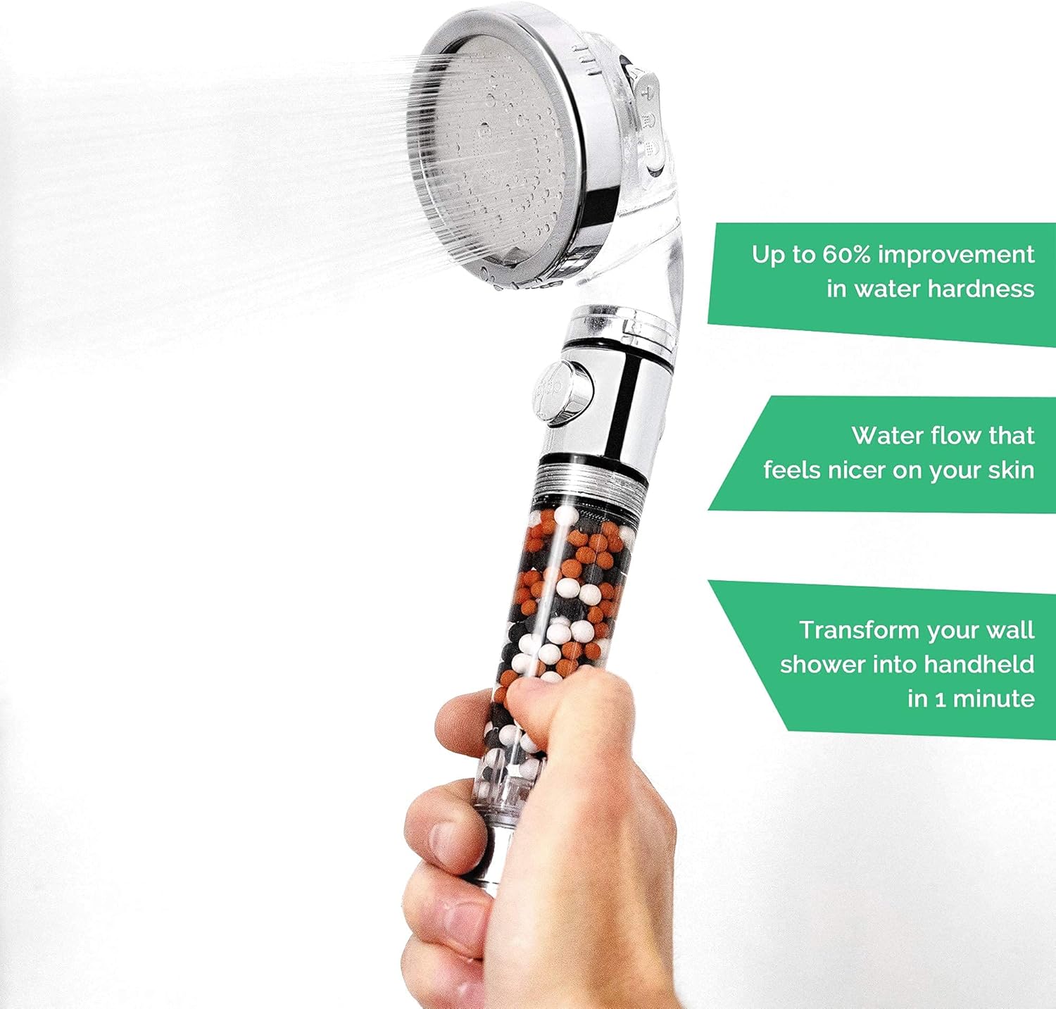StoneStream EcoPower Handheld Shower Head with 3 Spray Settings