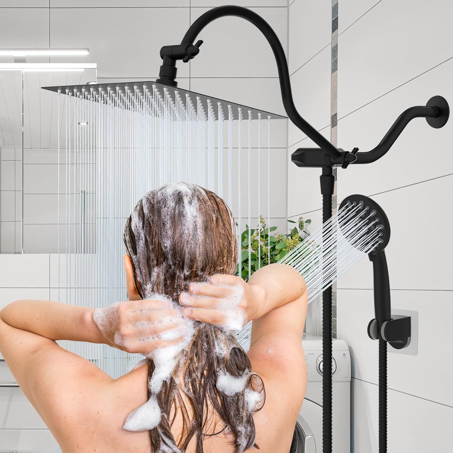 Hibbent All Metal High Pressure 7-Spray Shower Combo
