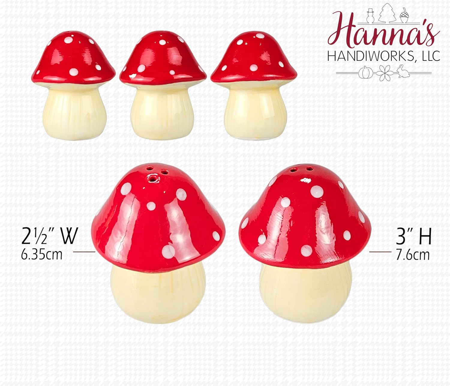 Mushroom Salt Pepper Shaker Set - Adorable Red White Decor