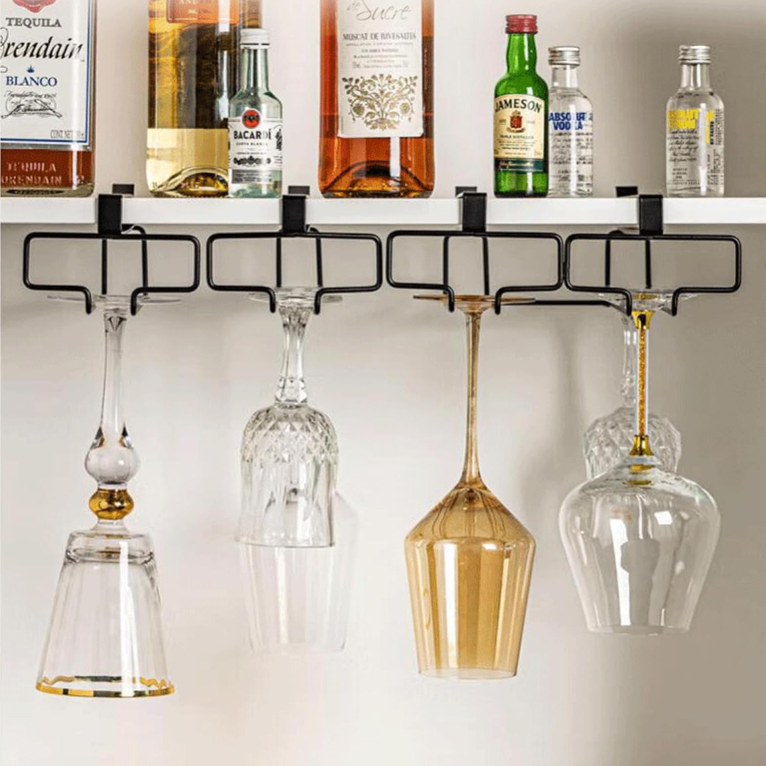 Under Cabinet Stemware Rack 2 Pack Heavy Duty Clamp On Wine Glass Hangers