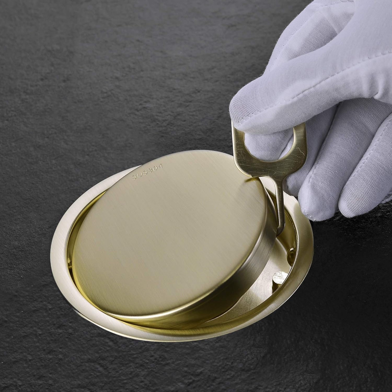4 Inch Brushed Gold Shower Drain with Tile Insert