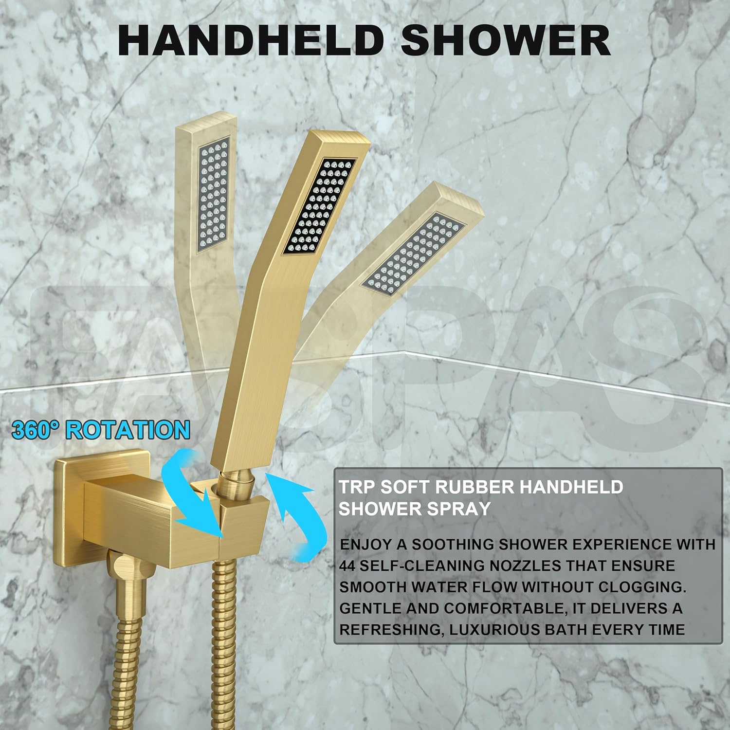 Fatspas 10 Inch Rain Shower Set with Handheld and Brushed Gold Finish