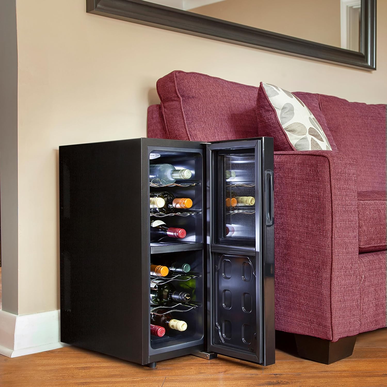Koolatron 12 Bottle Wine Cooler with Beech Wood Racks