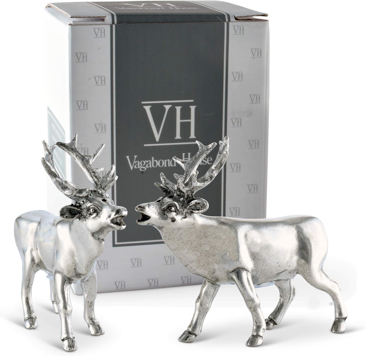 Vagabond House Pewter Deer and Elk Salt and Pepper Shaker Set