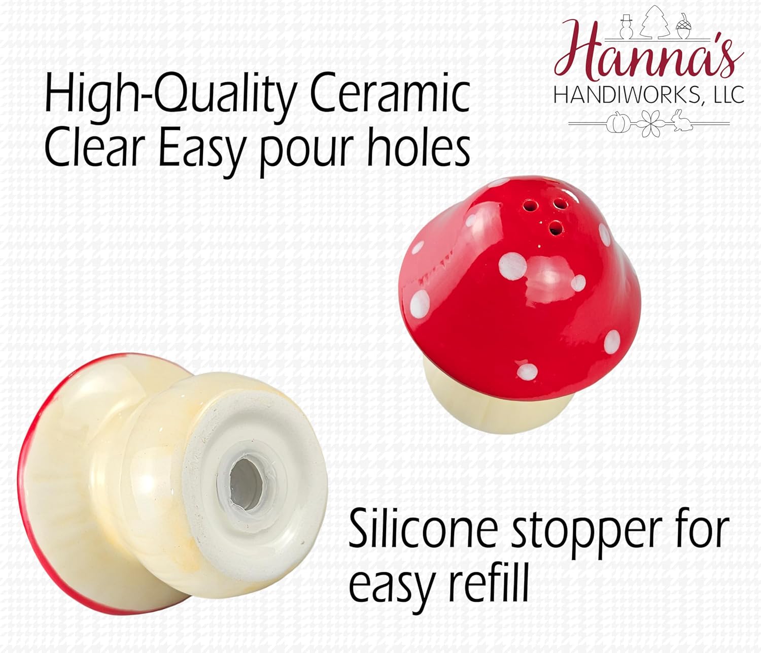Mushroom Salt Pepper Shaker Set - Adorable Red White Decor