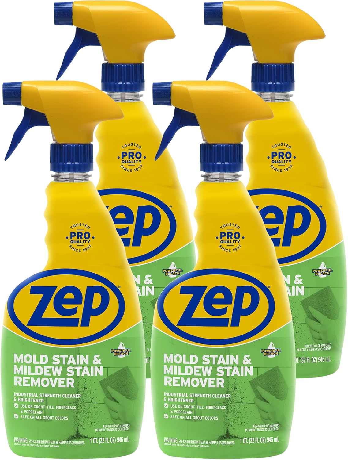 Zep Mold Stain and Mildew Stain Remover - 32 oz Pack of 4 1