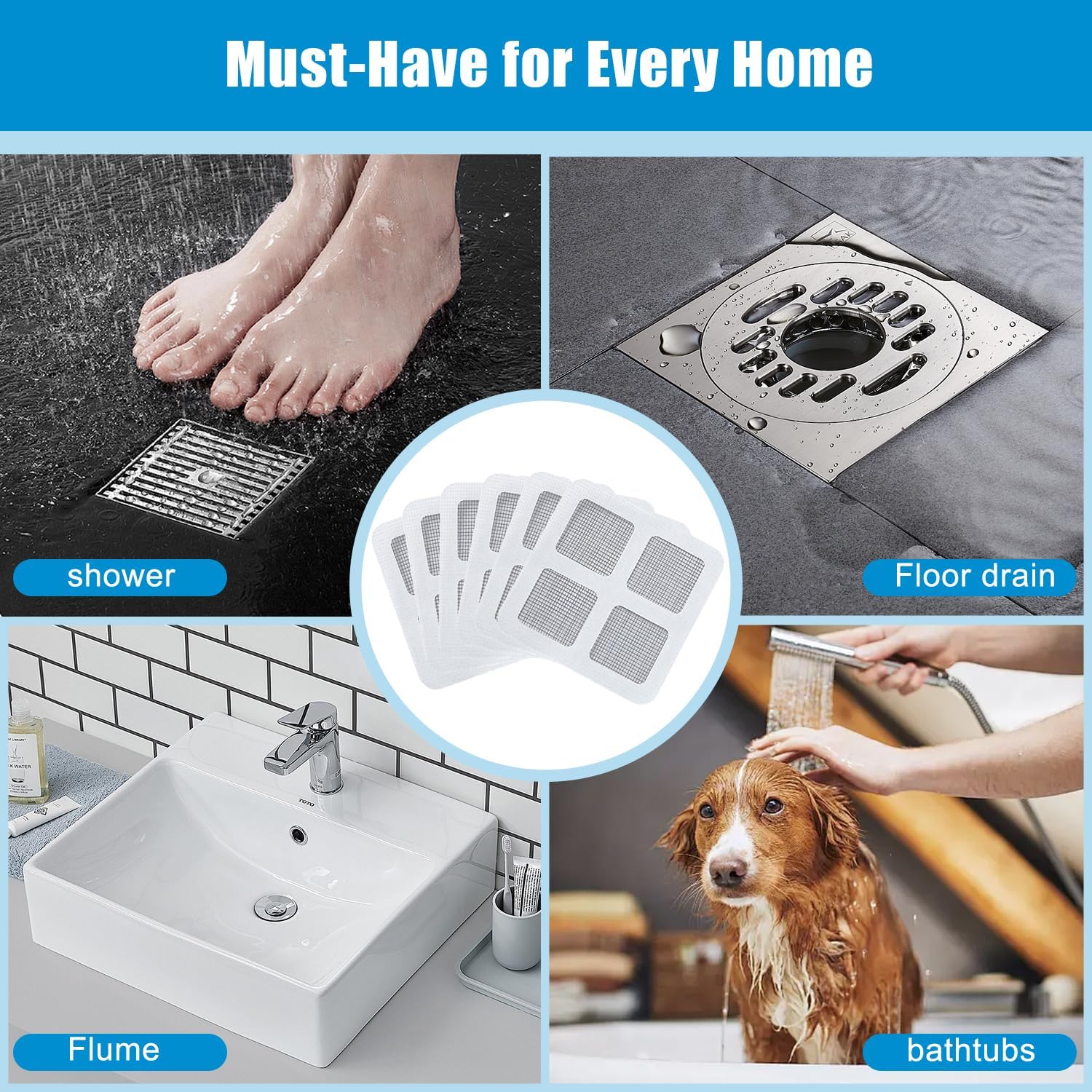 50PCS Pack Disposable Hair Catcher Shower Drain Cover