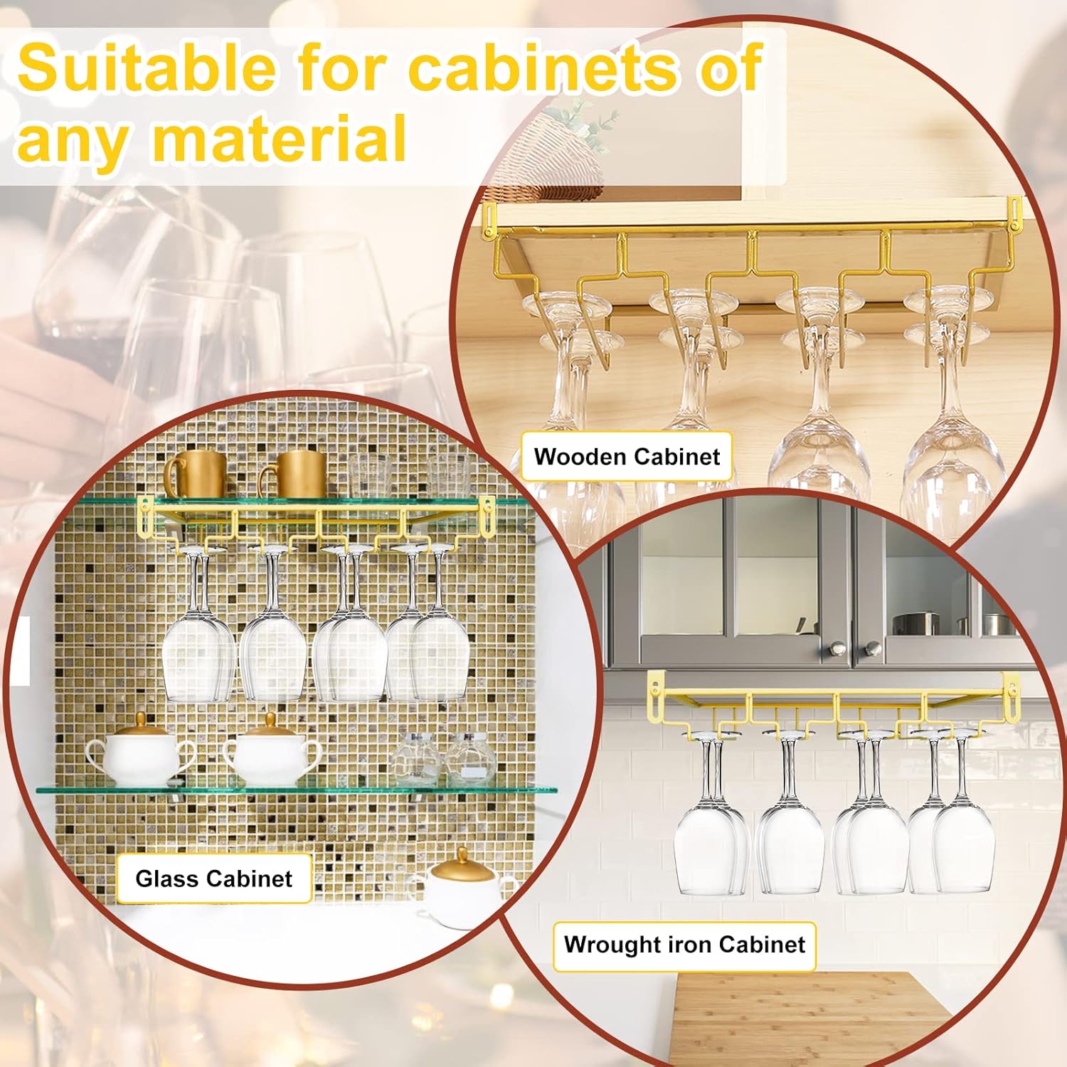 AUHOKY Adjustable Wine Glass Holder Under Cabinet