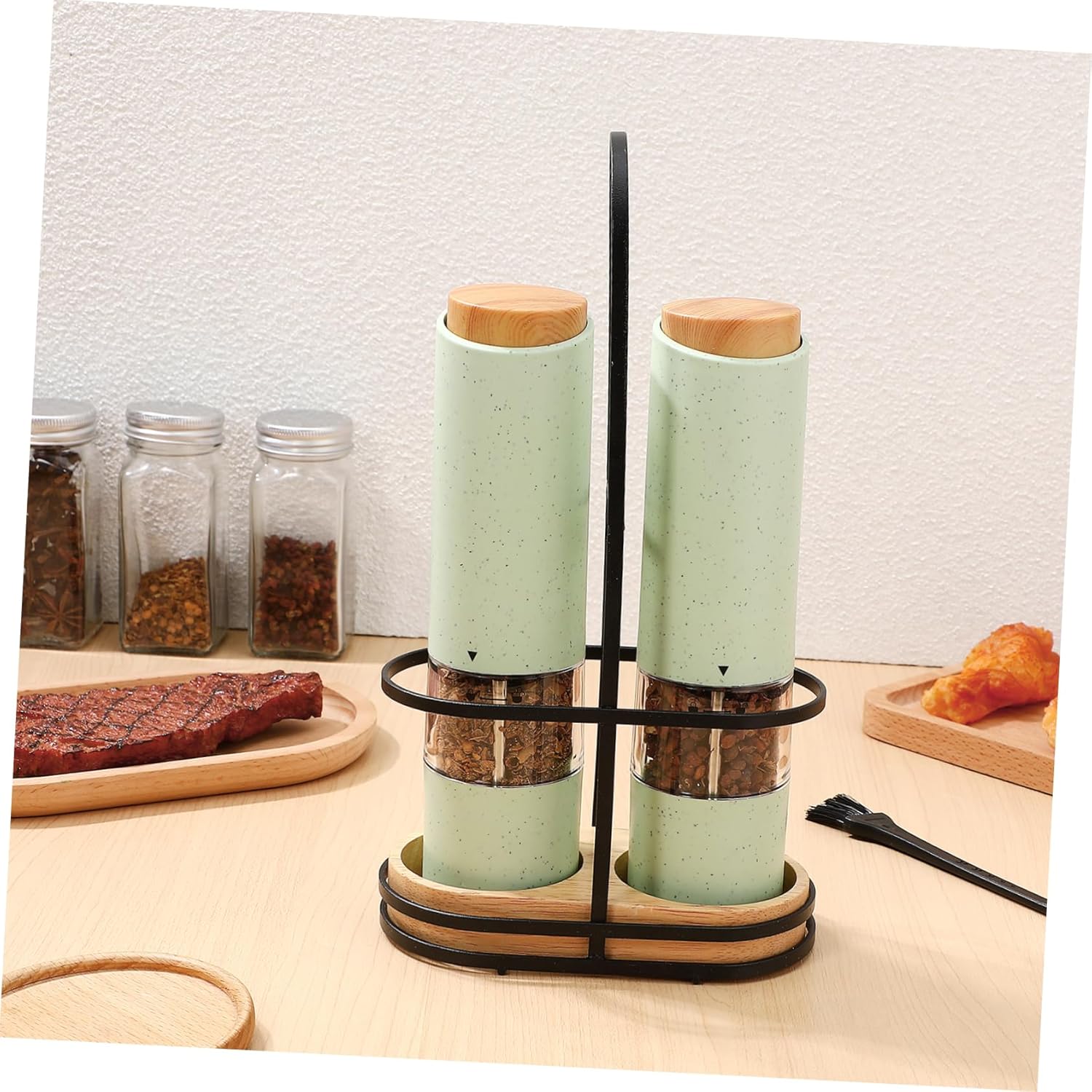 DECHOUS 2-Piece Electric Salt Pepper Holder with Adjustable Coarseness