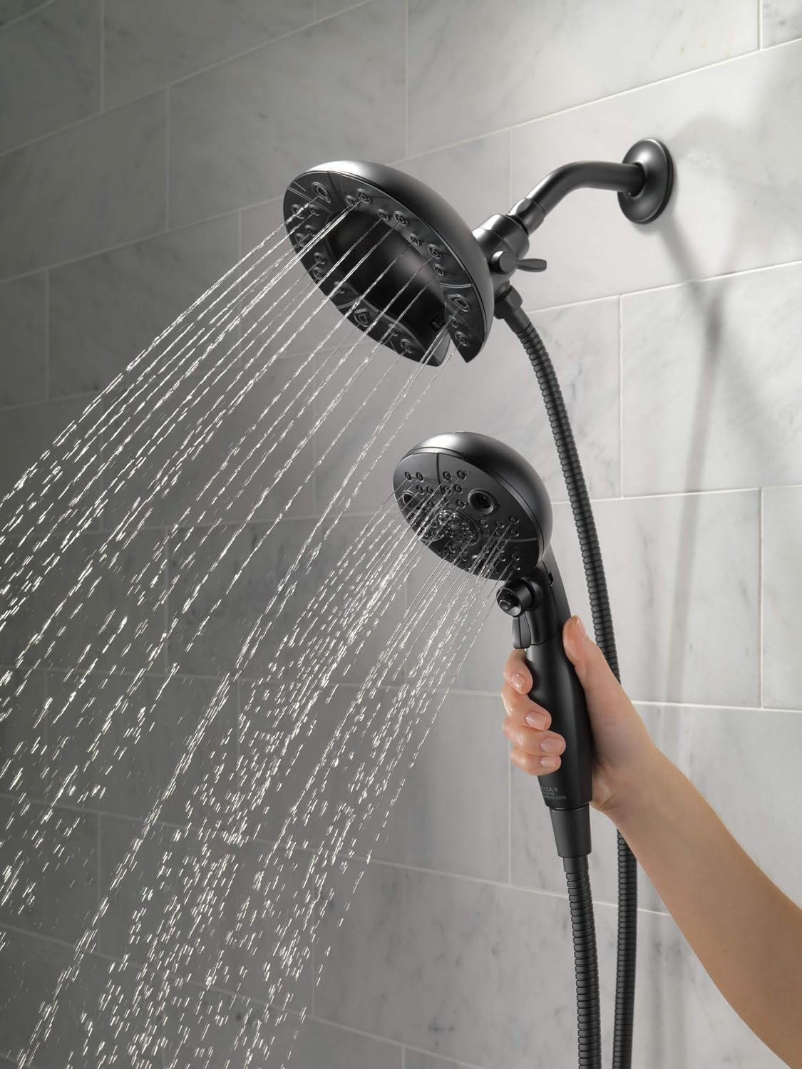 Delta H2Okinetic Dual Shower Head with Handheld Matte Black