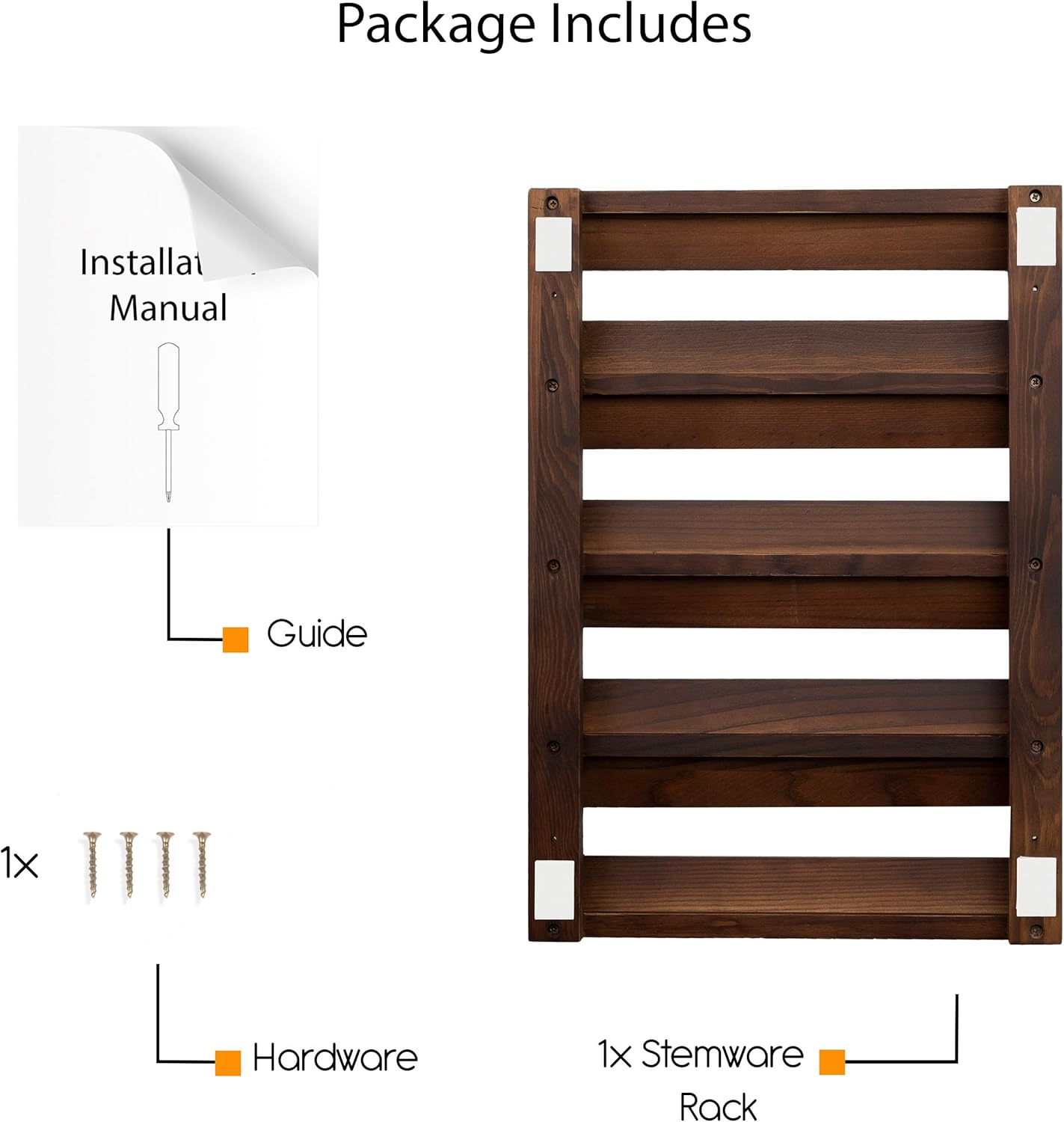 Rustic State 4 Sectional Stemware Rack 12 Inch Deep Chestnut