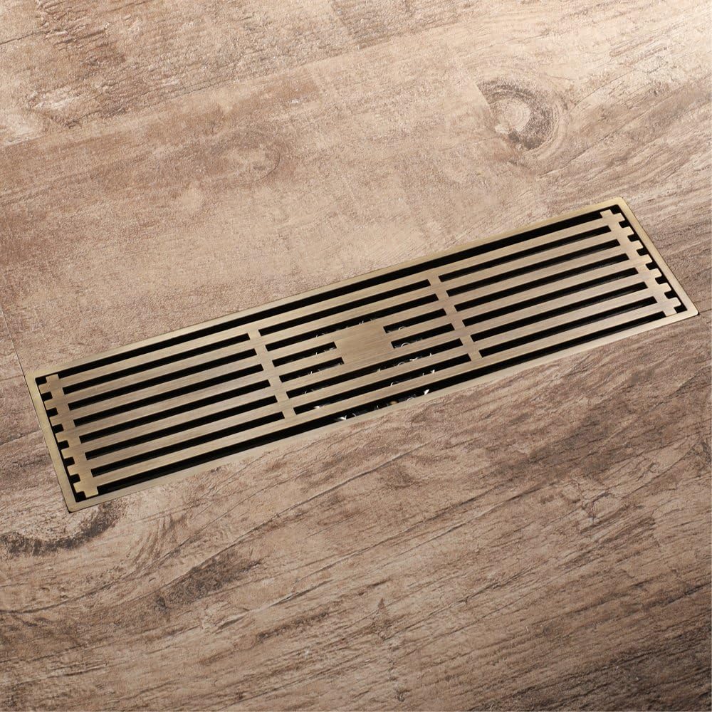 Linear Shower Drain 12 Inch Brass with Removable Grate 1