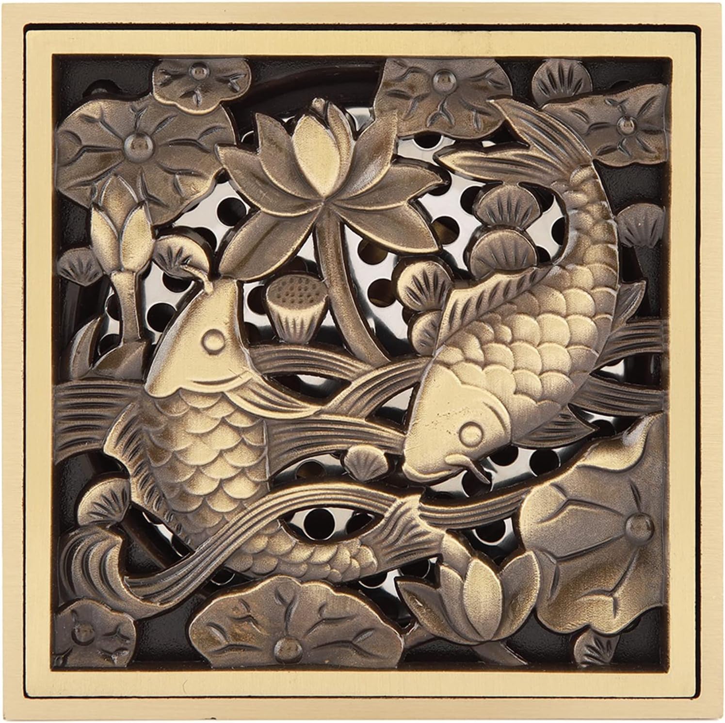 Fafeicy Antique Brass Drain with Removable Cover 43x43x28in