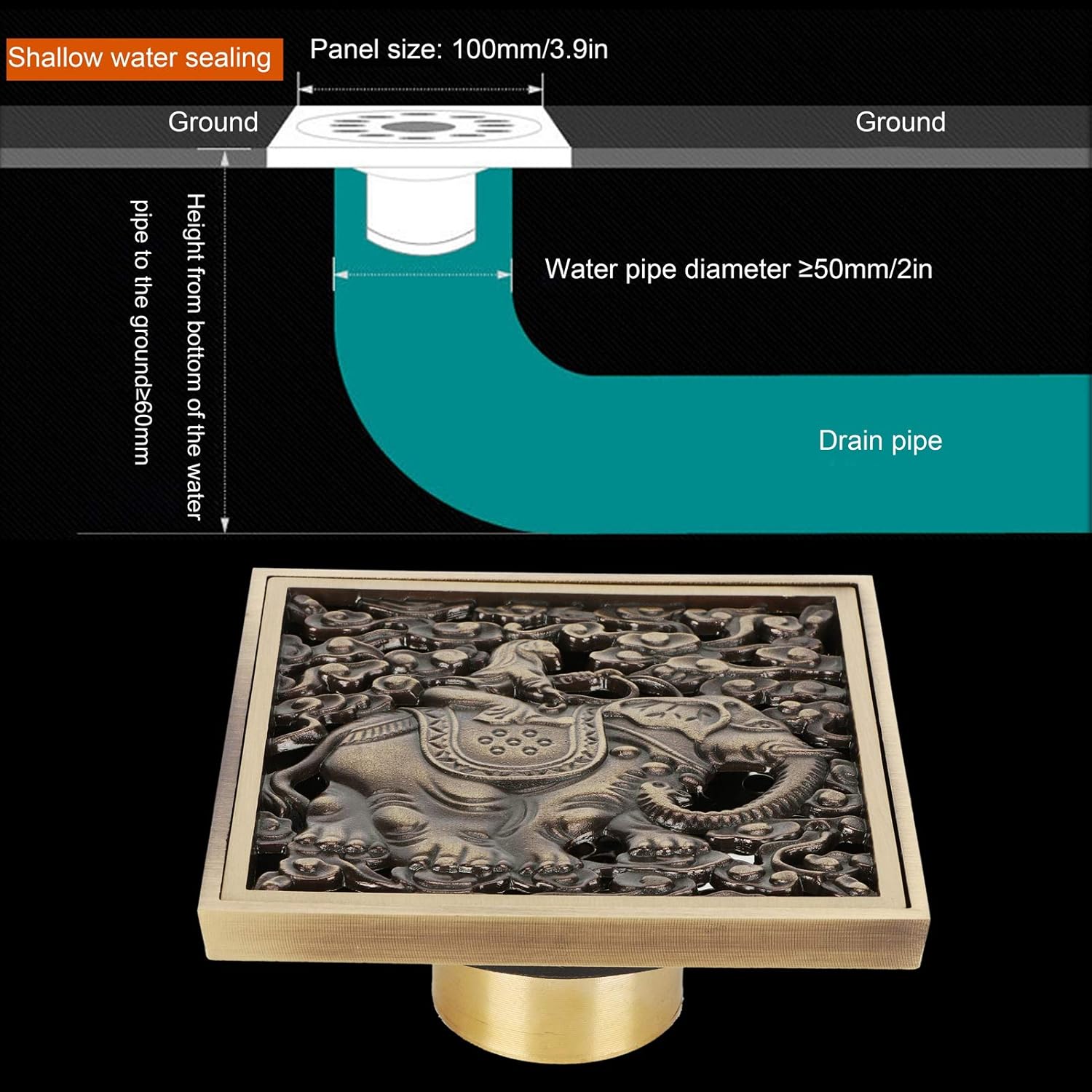 Kuuleyn Copper Shower Drain Cover Kit for Bathroom and Kitchen