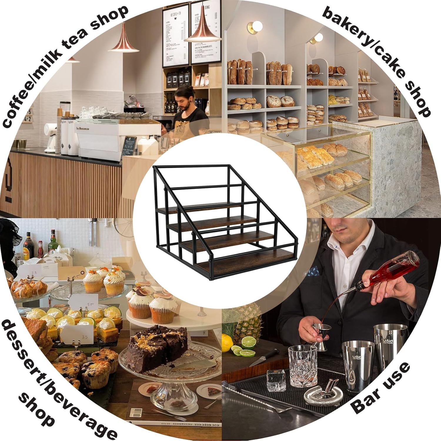 Coffee Syrup Rack Organizer 2 Packs 4 Tier 16 Bottle Holder