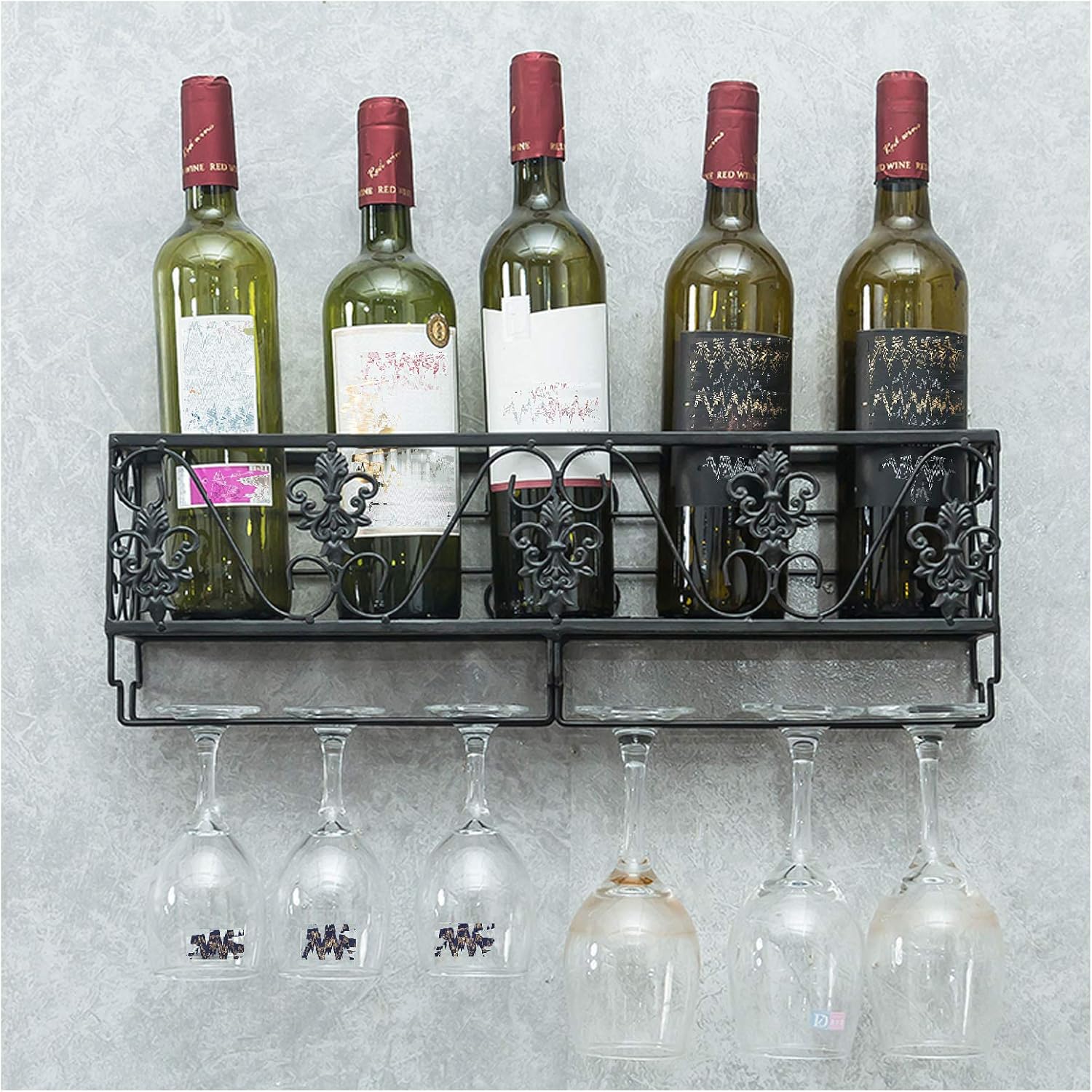 Iron Art Wall-Mounted Wine Racks Glass Holder 50Cm10Cm
