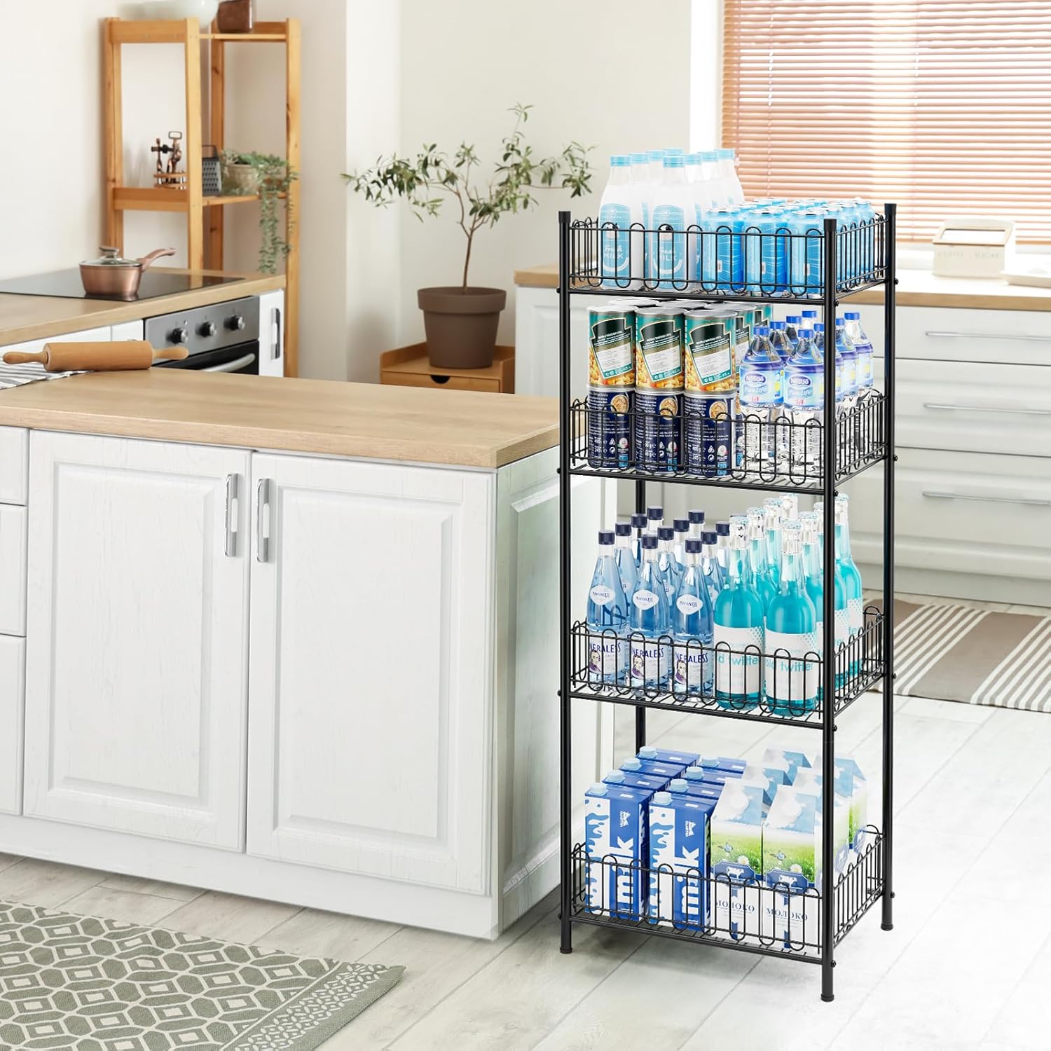 OYEAL 4-Tier Water Bottle Can Organizer for Kitchen Pantry