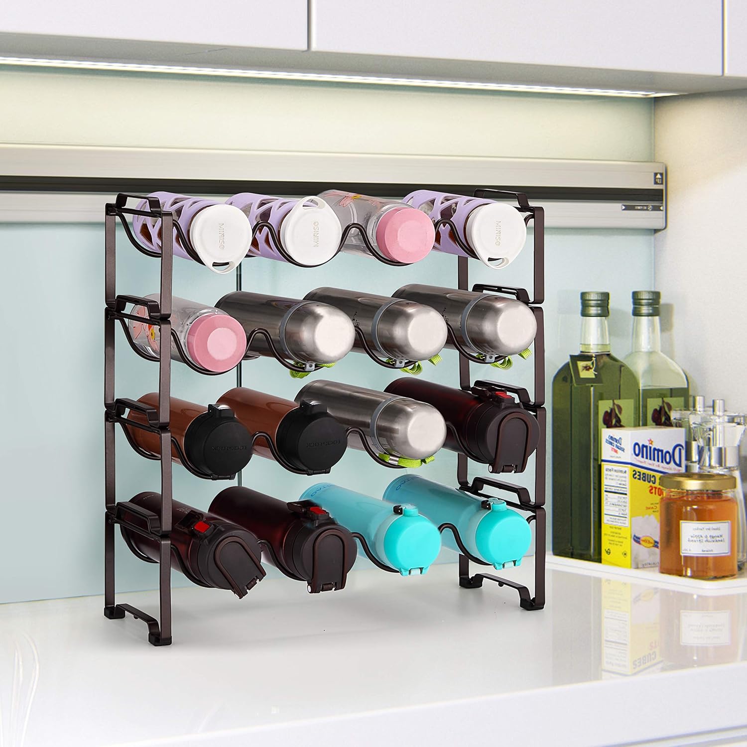 Simple Trending 4-Tier Wine Rack with 16 Bottle Capacity Bronze Finish