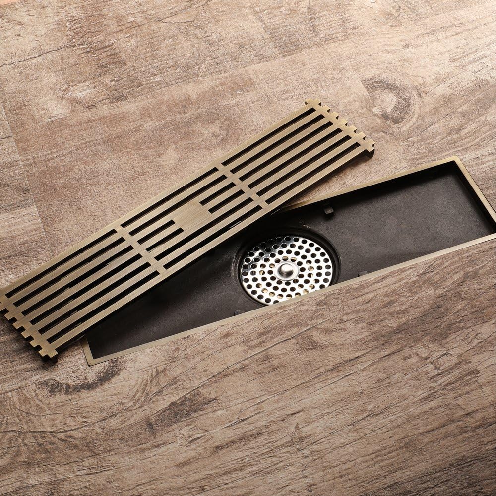 Linear Shower Drain 12 Inch Brass with Removable Grate 1