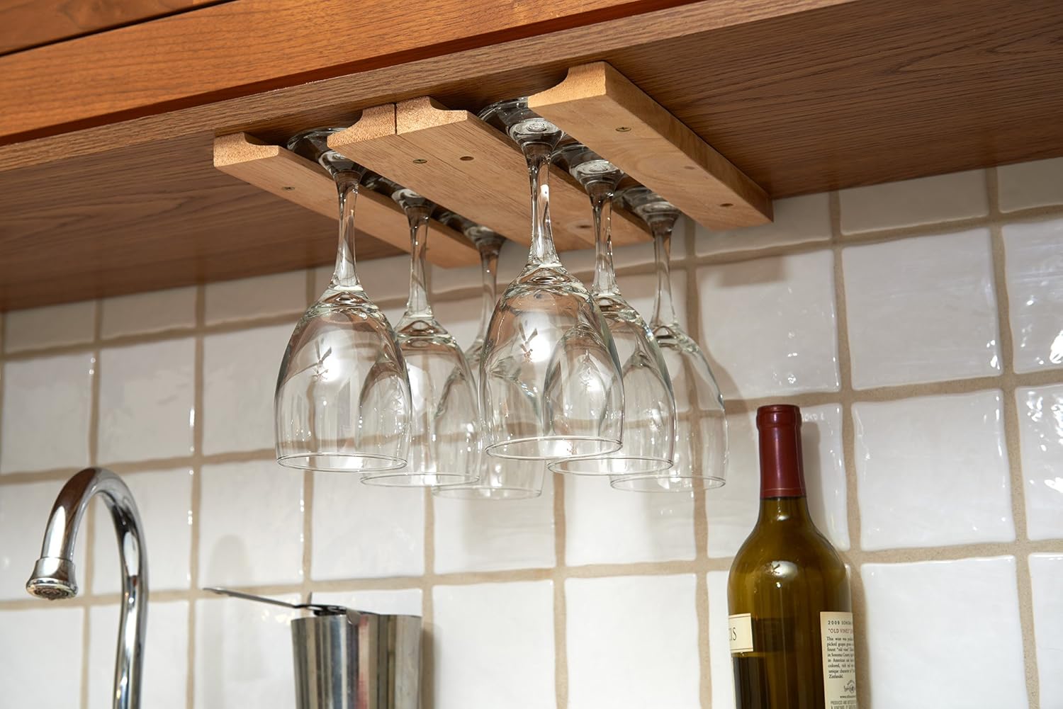 Fox Run Wooden Wine Glass Holder Rack - Brown