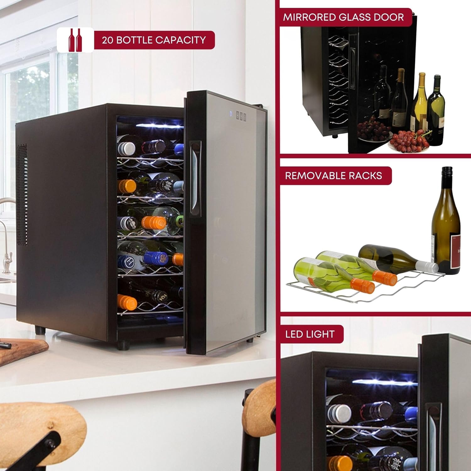Koolatron 20 Bottle Wine Cooler with 48L Capacity