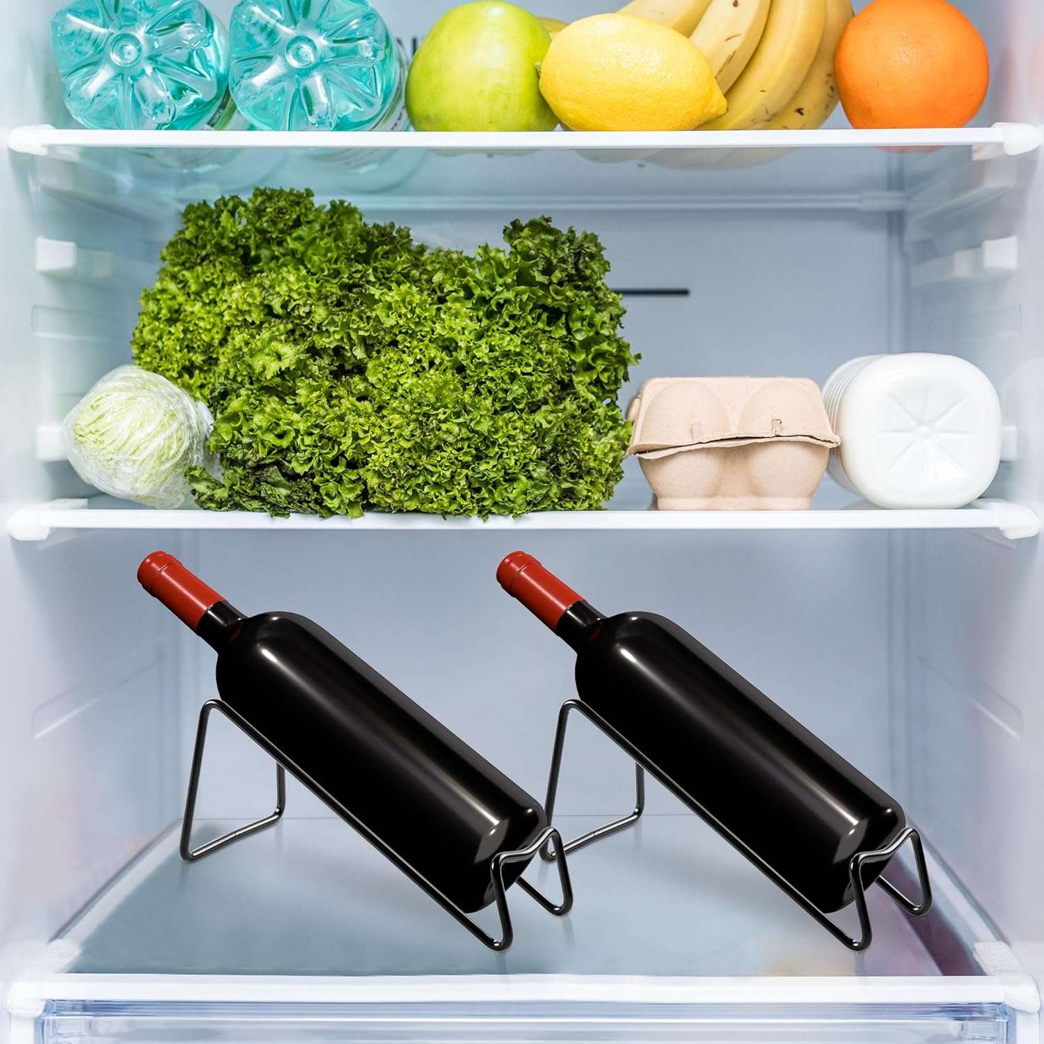 TONLEA 2Pcs Tabletop Wine Rack Black