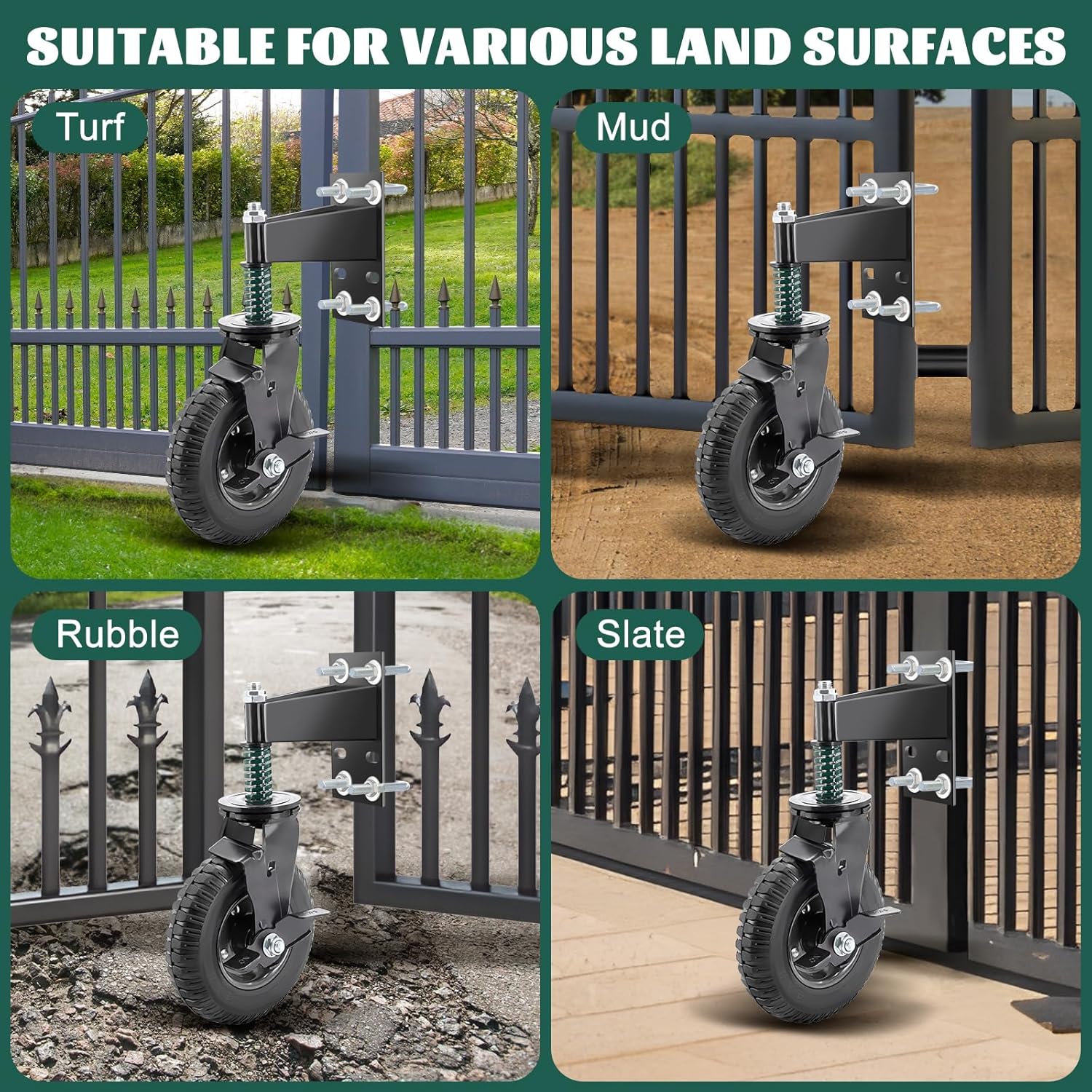 8 Inch Heavy Duty Gate Wheels with Brake and 360 Rotation