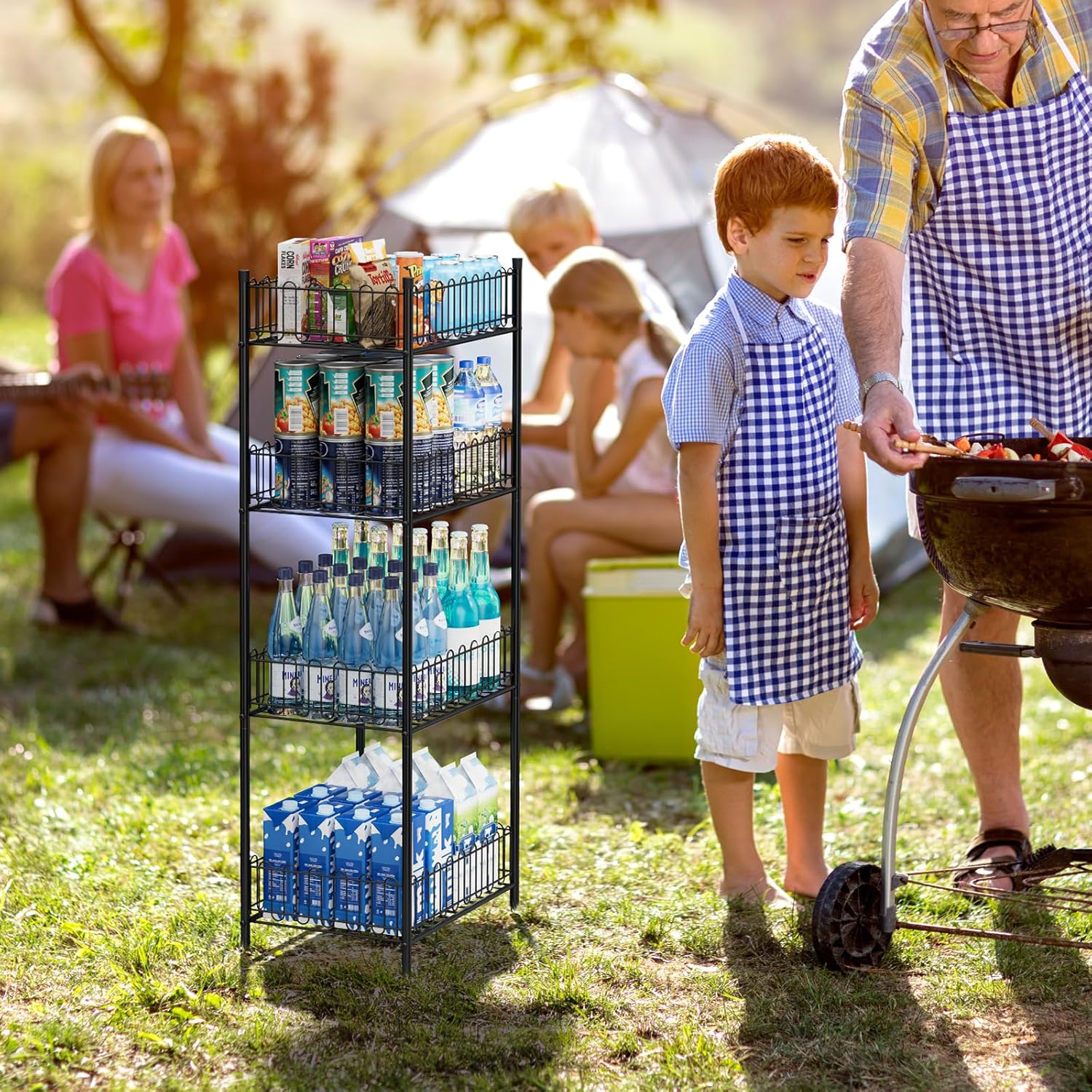 OYEAL 4-Tier Water Bottle Can Organizer for Kitchen Pantry