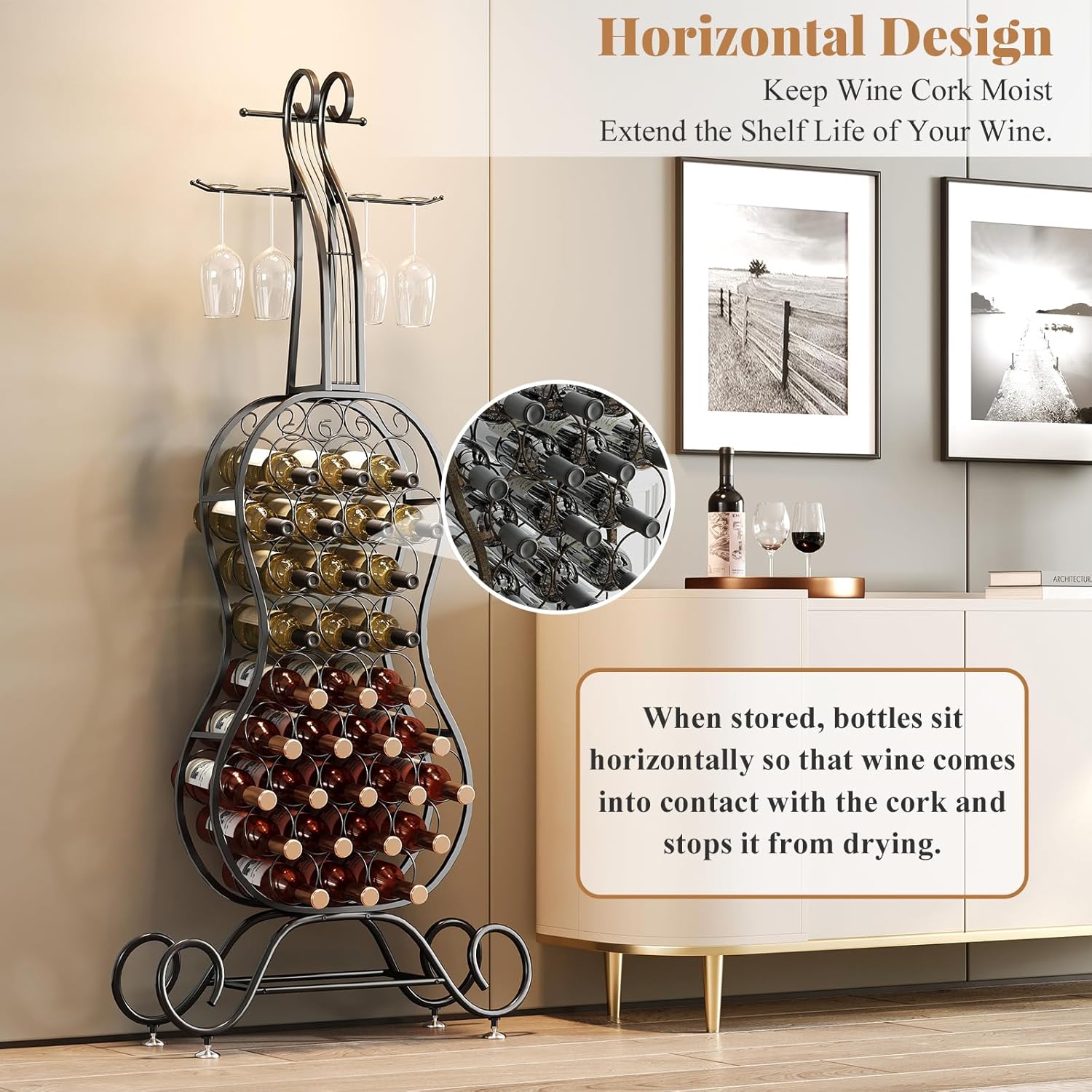 HavenlyYouth Freestanding Wine Rack for 32 Bottles