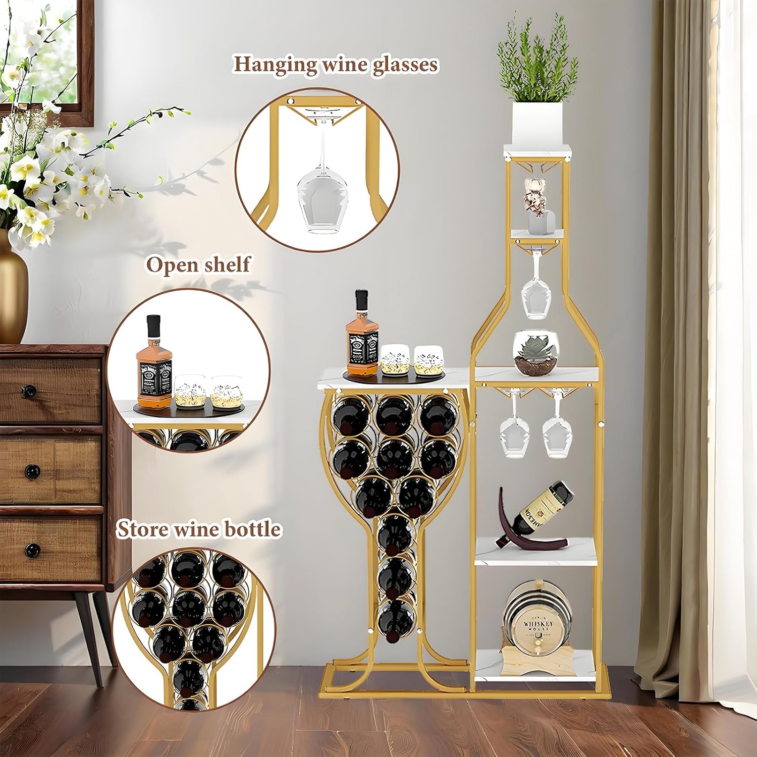 Mantianstar Freestanding Wine Rack with 11 Bottles Capacity