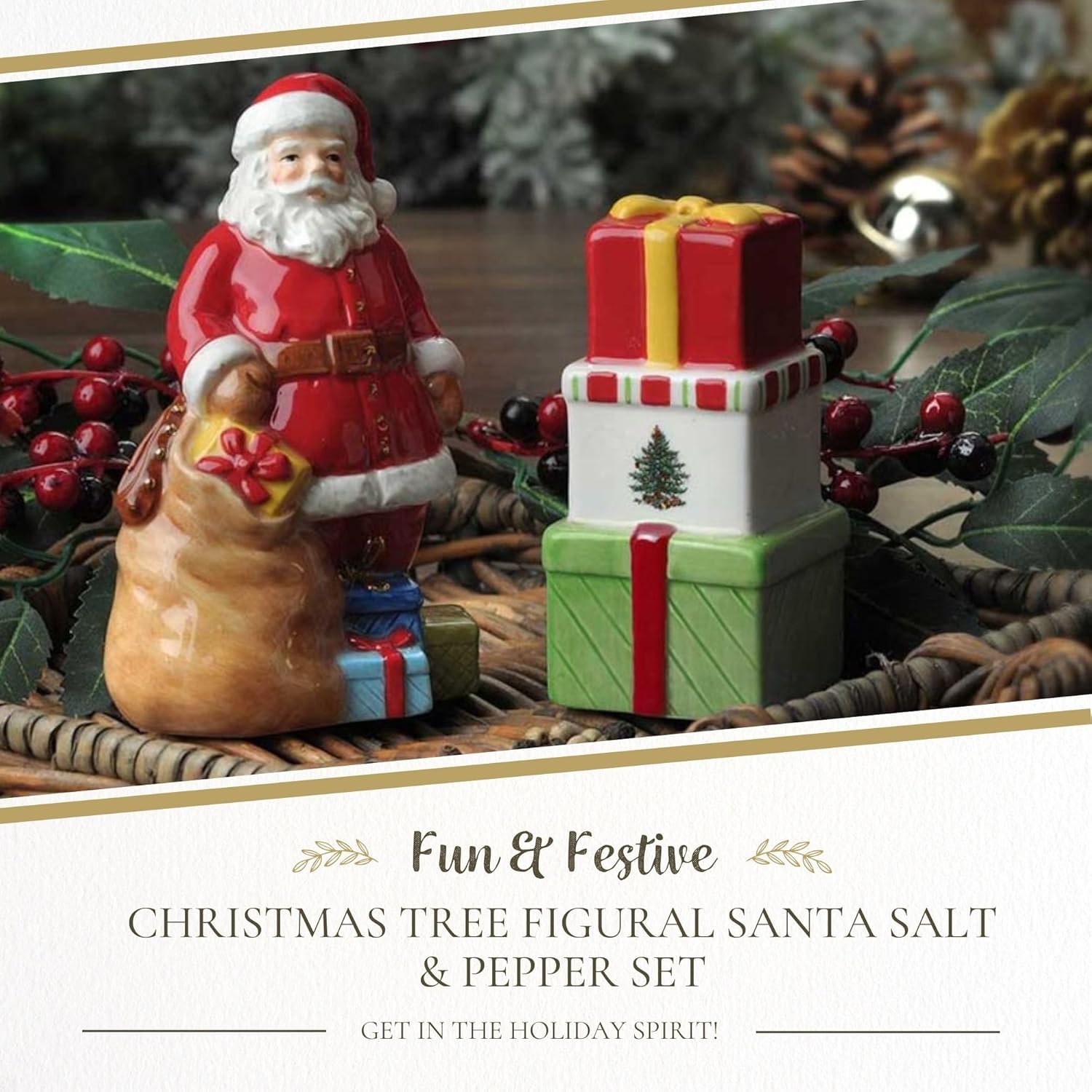 Spode Christmas Tree Salt Pepper Shaker Set 2-Piece