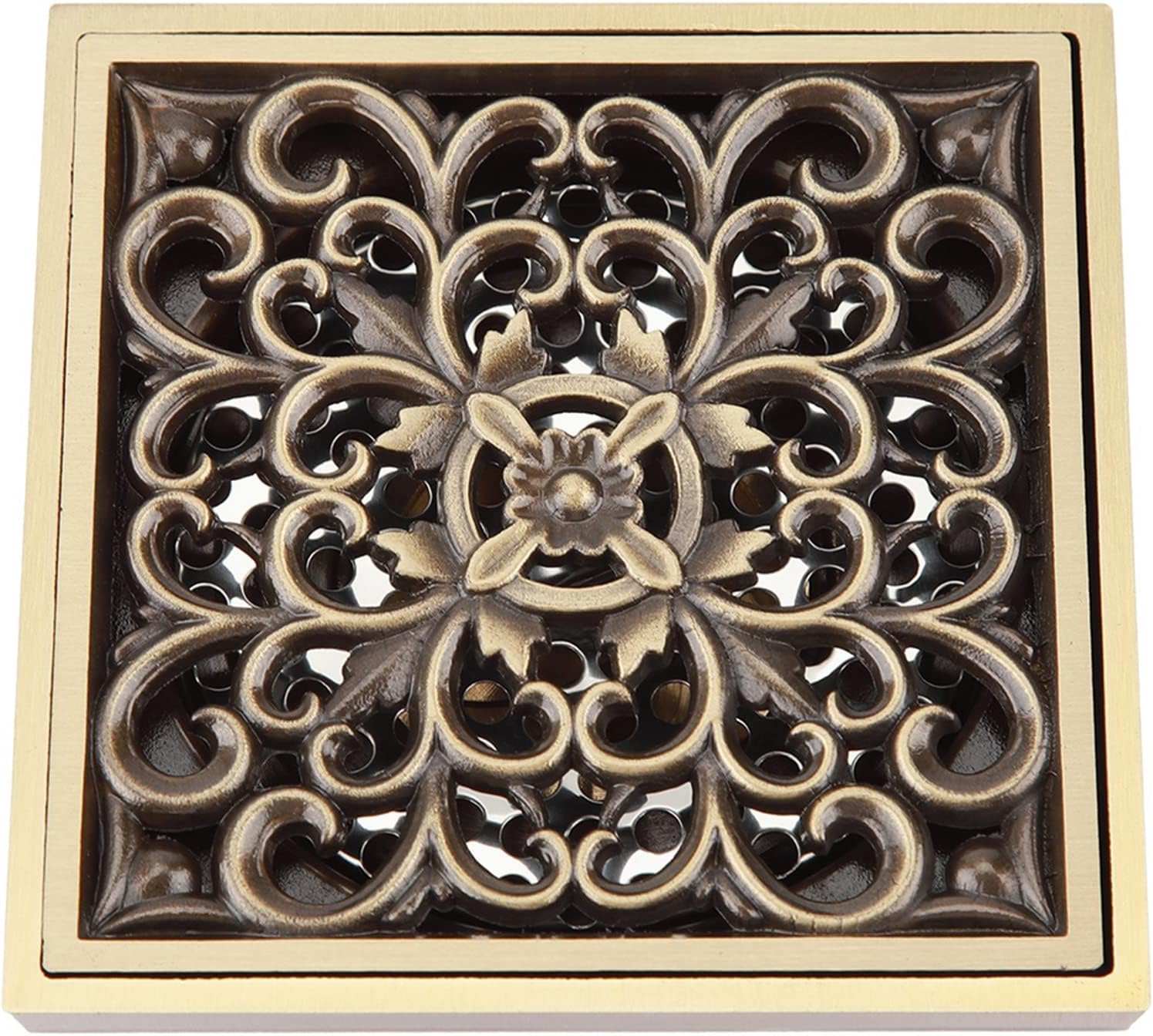 ViaGasaFamido Antique Brass Square Floor Drain 10cm