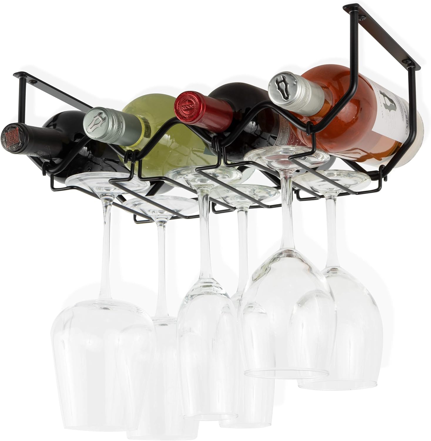 Wallniture Piccola Under Cabinet Wine Rack Glasses Holder