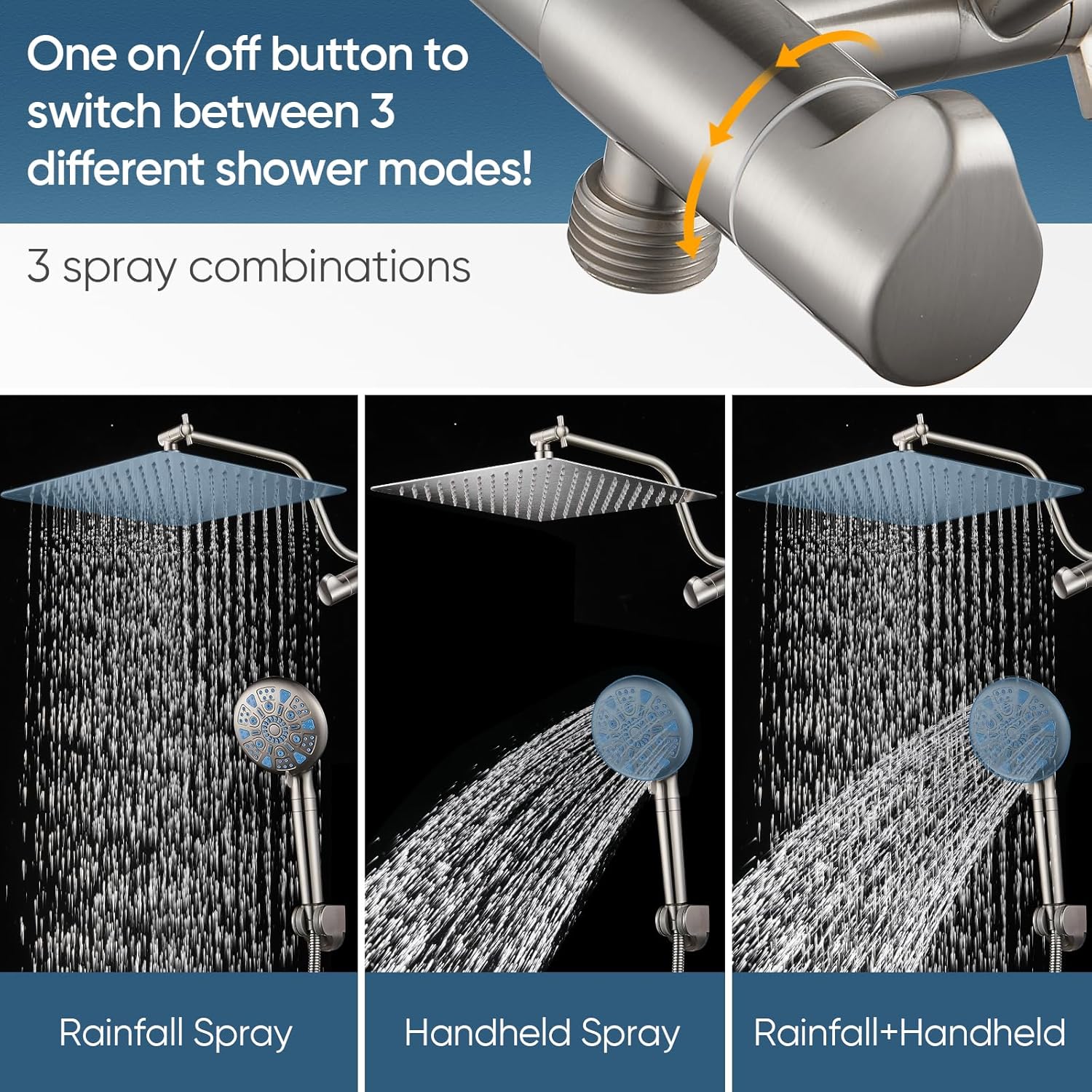 Cobbe 12 Inch 3-Way Rain Shower Head with Handheld Combo