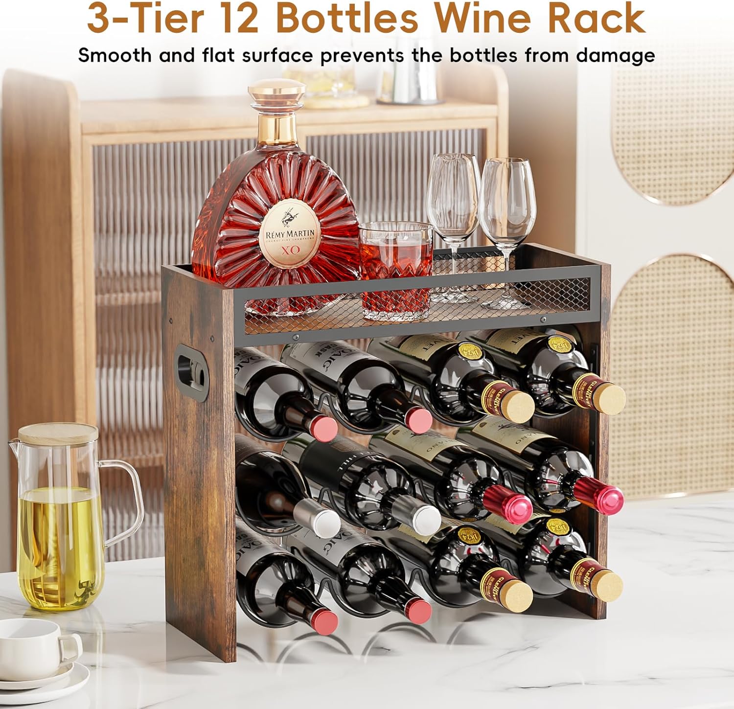 KLM 3-Tier Wine Rack Holds 12 Bottles