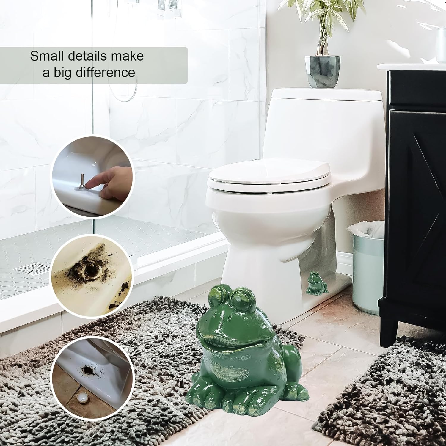 Frog Toilet Bolt Caps 2pcs Green Resin