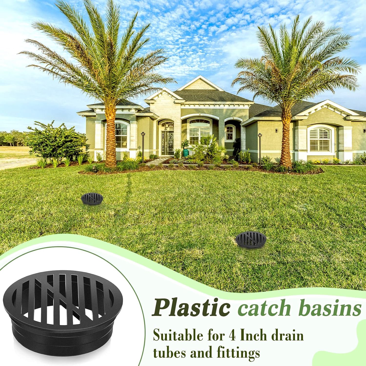 Taiyin 8 Pcs 45-inch Plastic Round Grate Cover Black