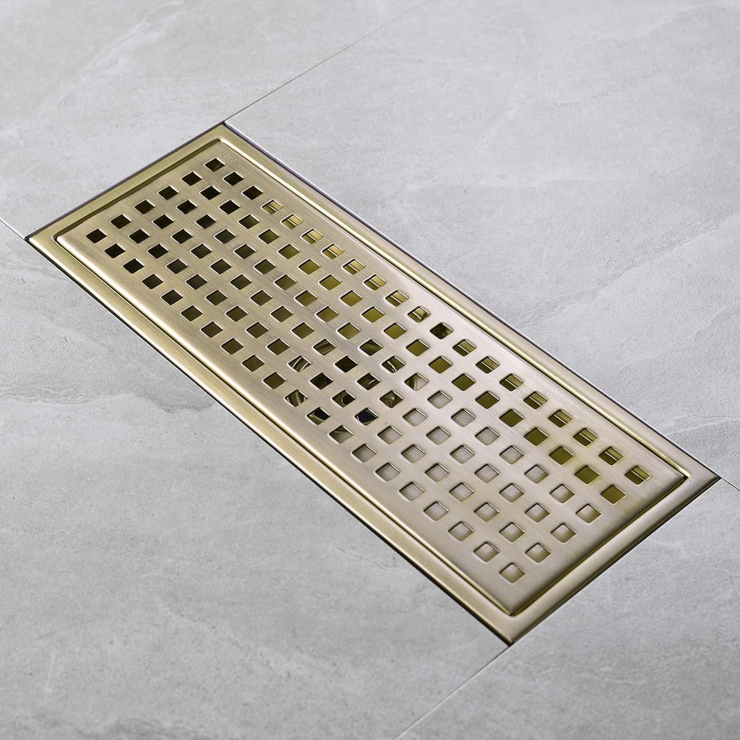 Linear Shower Floor Drain Brushed Gold 12-inch