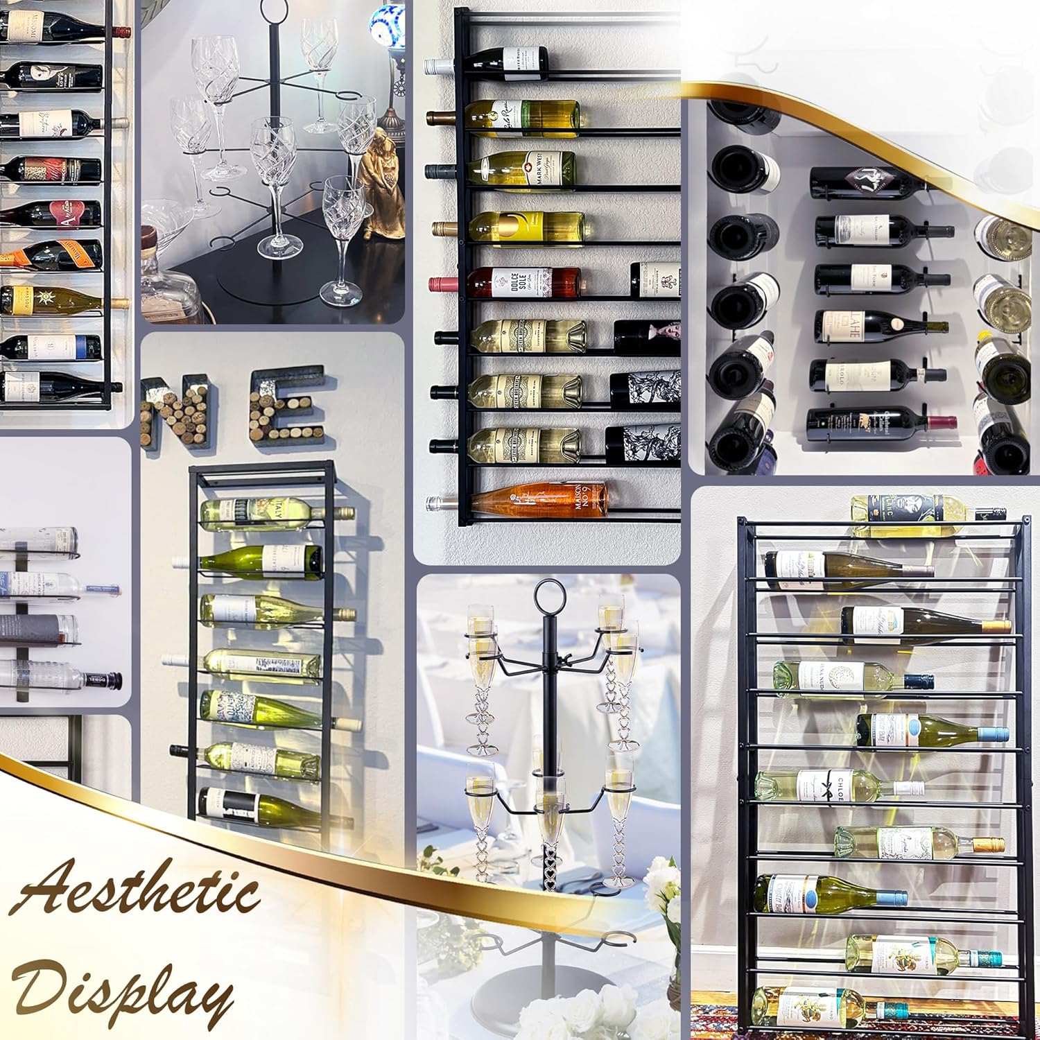 AQAREA Champagne Tower Stemware Racks 3 Tier 12 Holders