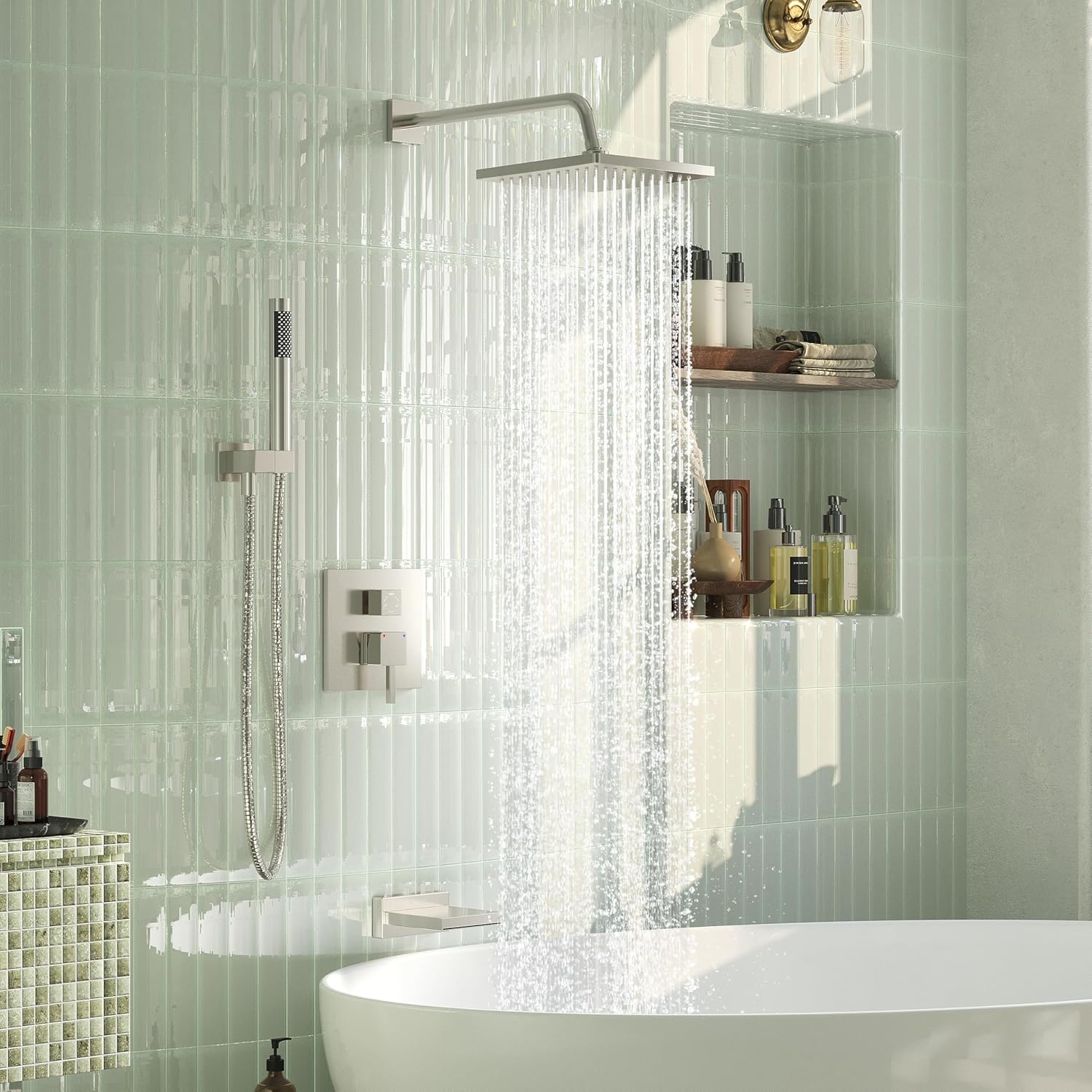 Esnbia Brushed Nickel Tub Shower System