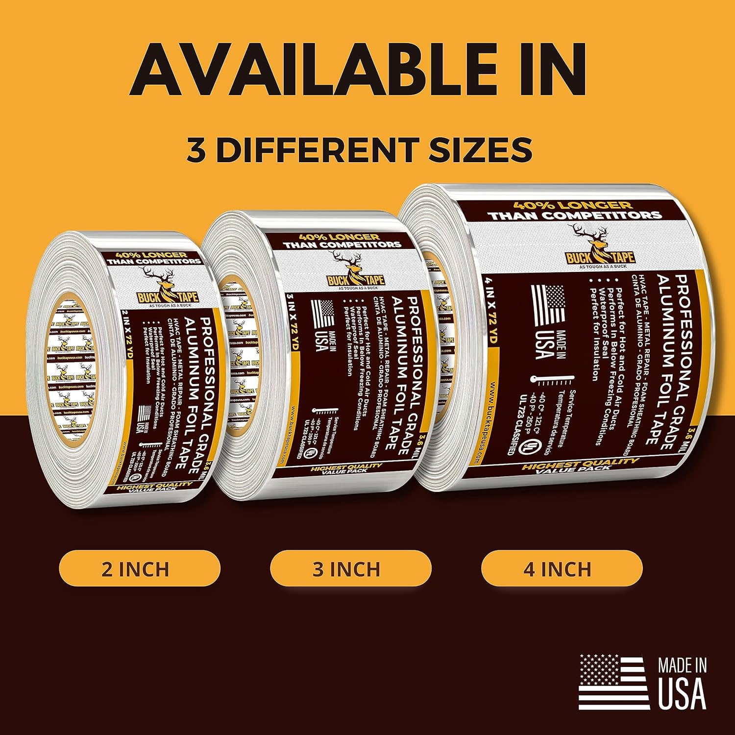 4 Pack Buck Heavy Duty Duct Tape 2 Inch x 216ft