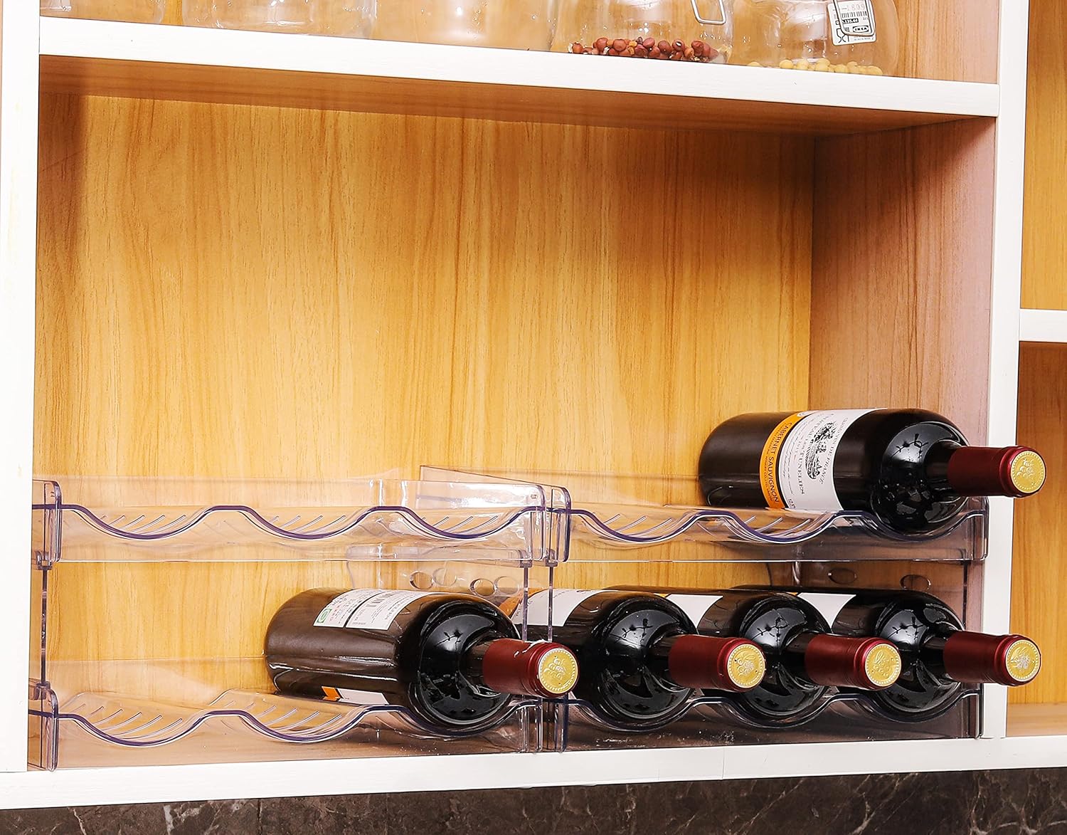 IEEK Plastic Stackable Bottle Storage Rack 2 Pack